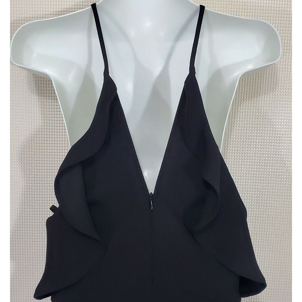 BCBGeneration Dress Womens 4 Black Halter Ruffled Sheath Cocktail Strappy - Picture 6 of 11